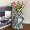 Statua Dea Vasi da fiori Testa Ragazza Vaso da fiori succulento Vaso retrò Decorazione della casa Fioriera da giardino Decorazione da tavolo Vasi in resina LLD12321