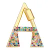 Multi Colors Micro Pave Letter Alfabet Charms Climbing Button Carabiner Clasp Hänge för halsband