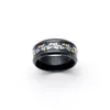 Bagues de cluster UFOORO Bleu / Or Noir Style National Titane Acier Promise Ring Pour Femmes Hommes Mariage Rempli Chinois-Long Bijoux