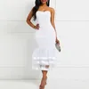 2021 Women White Sexy Strapless Mermaid Homecoming Dresses Tea Length Satin Tulle Plus Size Prom Party Gowns