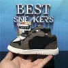 Top Quality Jumpman 1 Low High Baby Kids Basketball Shoes Travis Scotti Obsidian Chicago Boy Girls Children Toddler Sport Trainer Sneaker With Box Size 22-35 EUR