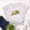 Leuke cartoon 100% katoen vrouwen t-shirt casual losse korte mouw Ik ben niet lui Ik ben gewoon in energiebesparingsmodus Vrouwelijke tees W737 210526