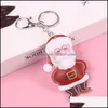 Sleutelringen Sieraden 2021 Winter Kerst Bontbal Milieuvriendelijk Lederen Santa Claus Plush Bag Sleutelhanger Vrouwen Gift Drop Levering WT