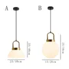 Nordic restaurant pendant lamps Creative semi-circular milky white glass chandelier Bar Shop decor Round Ball hanging lamp