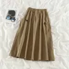 Vintage Gothique Cargo Jupes Longues Femmes D'été Taille Haute Poches Jupes Plissées Plus La Taille Hip Hop Blanc Noir Jupe Jupe Femme 210619