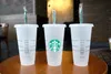 Starbucks 24 oz / 710 ml Diosa de la sirena Vaso de plástico Reutilizable Paja Leche Té Tazas de agua fría DHL gratis