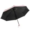 Sol paraply solskyddsmedel anti ultraviolet solig och regn dubbel användning kvinnlig fem vikning kapsel liten bärbar solskydd paraply 210320