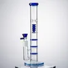 Narghilè a tubo dritto da 12 pollici Bong in vetro Triple BeeComb Perc Birdcage Percolatore Tubi d'acqua Verde Blu Chiaro Dab Rig 18mm Joint Oil Rigs