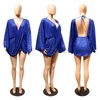 Casual Dresses Party für Frauen Tief V-ausschnitt Langarm Offene Rücken Sexy Lose Elegante Minikleid Club Outfits 2021 Großhandel Tropfen