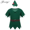 New Arrival Kids Boys Peter Pan Costumes Tshirt with Hat Belt Halloween Cosplay Party Boy for Fancy Carnival Role Play Clothing G81627043