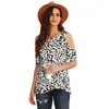 Women's Summer Leopard T Shirt Casual Short Sleeve Tops Print Basic Off Shoulder T-shirt 210514