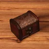 小さなヴィンテージのトリンケット箱木製の宝石棚貯蔵箱の宝箱ケースホームクラフトの装飾ランダムなパターンW0099