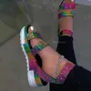 2021 여름 샌들 패션 라인 석 여성 신발 오픈 발가락 야외 플러스 크기 36-43 Sandalia Plataforma Zapato Mujer Y0721