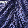 Zevity Women Vintage Vネックヒョウドットプリントプリーツスリムドレスレディースプリーツバックジッパーヴェスティッドカジュアル秋のドレスDS4454 210603