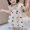 Zomer meisjes jurk Koreaanse stijl kleine vliegende mouw polka dot prinses baby kinderen kinderkleding voor meisje 210625