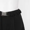 Хит-цвет лоскутные короткие шорты с рюшами для женщин с высокой талией повседневные свободные шорты с поясом женская летняя модная одежда 210521