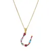 26 Collana con ciondolo lettere maiuscole A-Z Collane colorate stile Boemia da donna Catene clavicola oro rame