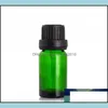 Imballaggio Ufficio Scuola Business Industriale1/3 Oz 10Ml Bottiglie di vetro verde con contagocce Euro Tappo nero a prova di manomissione per oli essenziali Aroma