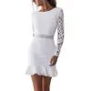 Mode-Dames Holle White Kant Jurk 2021 Backless Sexy Body Avondjurken Dame Party Jurk Casual Beach Rok Khlkj