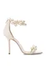 Elegant Bridal Wedding Dress Sandals Shoes Maisel Lady Pearls Ankle Strap Luxury Brands Summer High Heels Women's Walking With Box,EU35-43