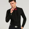 Mężczyźni French Cuff Tuxedo Koszula Slim Fit WingTip Collar Mężczyzna Sukienka Koszule Z Długim Rękawem Formalny Ślub Bidarmroom Koszula Koszula Homme 210522