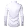 Chemises habillées en fibre de bambou blanche pour hommes Slim Fit Chemise décontractée sans rides Chemise sans fer facile d'entretien Chemise de travail de mariage élastique 210522