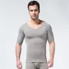 Moldeadores de cuerpo para hombres, camiseta moldeadora con cuello en V, camisetas de compresión para hombres, camisetas de entrenamiento de cintura y Abdomen adelgazantes de manga corta, ropa moldeadora 318G