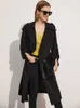 Minimalism Spring Women's Trench Coat Offical Lady Solid Lapel Double breasted Belt Jacket 12120121 210527