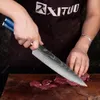 XITUO Juego de cuchillos de cocina exquisito mango de resina azul cuchillo de Chef con patrón láser Damasco Santoku cuchillos rebanadores el mejor regalo
