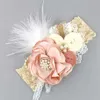 10 PCS / LOTE Diadema de encaje de flores de plumas con bandas de pelo de nudo de perla Seda Baby Headwear Boutique Accesorios para el cabello 211023