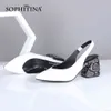 Sofitina Biuro Karier Sandały Kobiety Wygodne Serpentyn Kwadratowy Obcasy Moda Construct Shoes Handmade Casual Sandals PC707 210513