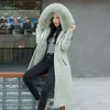 Ly Varey Lin Winter Long Coat Kvinnor Varmtjocklek Hooded Parkas Plus Storlek Stor Fur Collar Broderi Jackor Padded Coats 210526