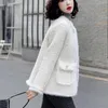 Kvinnors Jackor JSXDHK Luxury High Quality Women White Tweed Jacket Coat Höst Vinter Patchwork Woolen Tjocka Vaffällor Ytterkläder