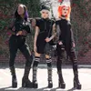 Harajuku preto mulheres camisa vestido punk gótico cinto esgrenado es grunge hip hop manga curta alta cintura mini verão 210517