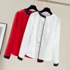 Camicetta di chiffon delle donne coreane Office Lady Style Fashion Women Slim Stand colletto bianco camicia a maniche lunghe 11174 210427
