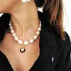 Anhänger Halsketten 2021 Trendy Einfache Imitation Perle Halskette Für Frauen Feminine Schlüsselbein Kette Weiblichen Schmuck Zubehör