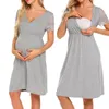 Maternity Dresses 2021 Clothes Womens Nursing Nightgown Pregnancy Dress Lace Splice Pajamas Vestido De Pijama Mujer