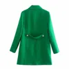 Za veste d'hiver manteau Parkas mode Slim revers à manches longues vert femmes décontracté rue chaud 210922