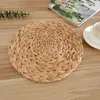 Ronde vorm Straw Mats Isolatie Cups Kommen Water Hyacinthoes Koffie Cup Mat Keuken Afvoer Pad Eettafel Decoratie BH5698 WHLY