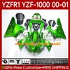 Motorcykelkroppar för Yamaha YZF-R1 YZF-1000 YZF R 1 1000 CC 00-03 Bodywork 83No.11 YZF R1 1000CC YZFR1 00 01 02 03 YZF1000 2000 2001 2002 2003 OEM Fairing Kit Gul Silveryy