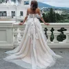 ZJ9202 2021 Sexy Sweetheart Koronki Suknie ślubne Linii Off Ramię Bez Rękawów Suknie Tiulowe do Brides Formal Sukienka