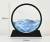 16cm移動砂のアートピクチャーシルバーフレームラウンドガラス3D深海サンドスケープモーションディスプレイ流れる砂フレームH0922