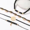 Lien, chaîne 4pcs / set bracelet femmes creux fleur perle lune coquille pendentif bijoux bracelets perlés bracelets ensemble boho
