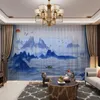 Curtain & Drapes Chinese Style Ink Wash Painting Curtains Drape Panel Sheer Tulle Home Decoration Living Room Bedroom Vintage Chiffon