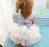 Dog Apparel Summer Striped Gauze Dress Clothes For Small Medium Dogs Party Birthday Bowknot Puppy Skirt Spring Pet