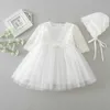 Retail Autumn born Baby Girls Princess Dress Birthday Party Formal Christening Gown Lace Long Sleeve 0-2T 9605BB 210610