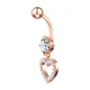 Zircon mode chirurgical en acier inoxydable nombril perçant coeur coeur bouton de ventre anneaux accessoires joyaux