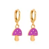 S2537 Fashion Jewelry Glaze Mushroom Dangle Hoop Boucles d'oreilles Retro Plants Boucles d'oreilles