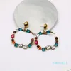 럭셔리 트렌디 한 디자이너 다채로운 귀걸이 크리 에이 티브 편지 귀걸이 여성 다이아몬드 매력 스터드 과장된 귀걸이 쥬얼리 액세서리