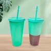 Célébrité Web Tik Tok 10 pièces Nouveau changement de couleur de gobelet de couleur flash créatif à froid grande tasse en plastique avec paille logo bricolage peut être personnalisé